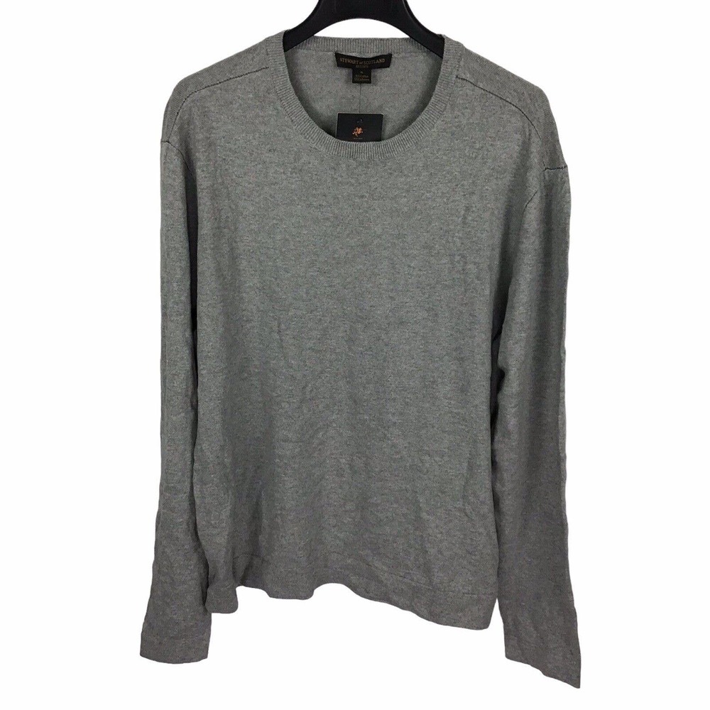 Stewart of Scotland Sweater Cashmere Cotton Knit Pullover Crewneck Men’s XL
